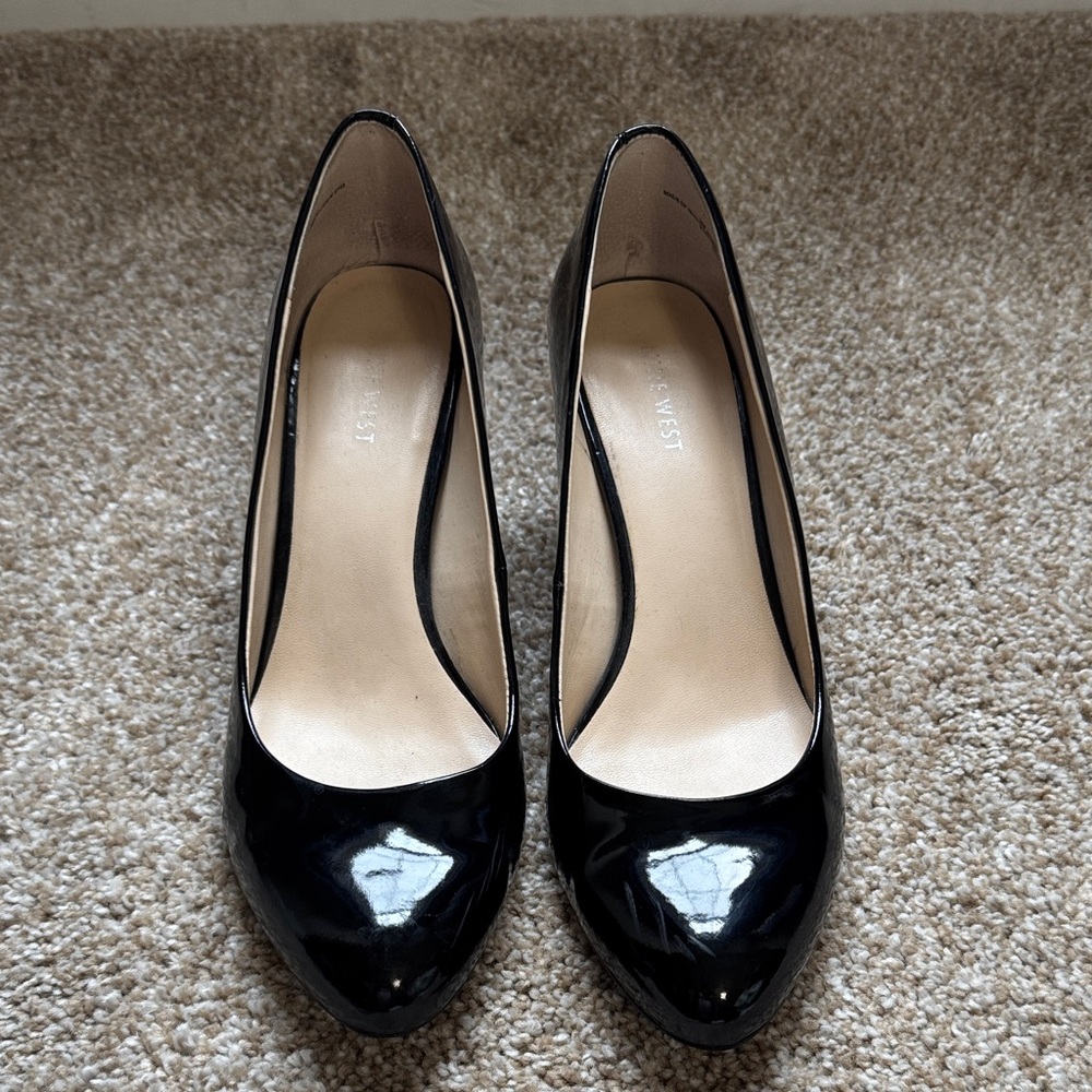 Black patent heels